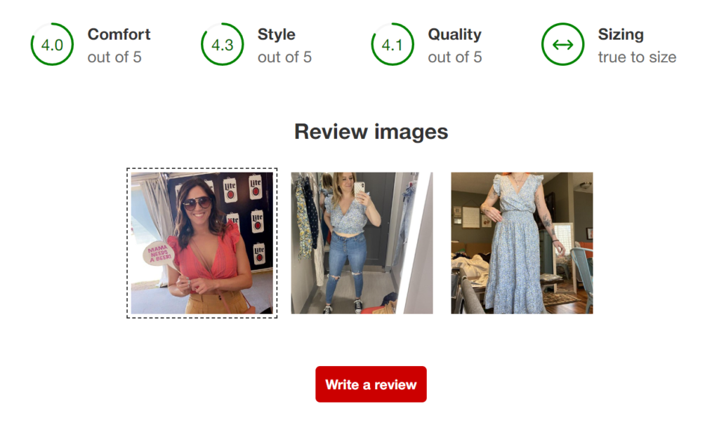 social media images on product pages