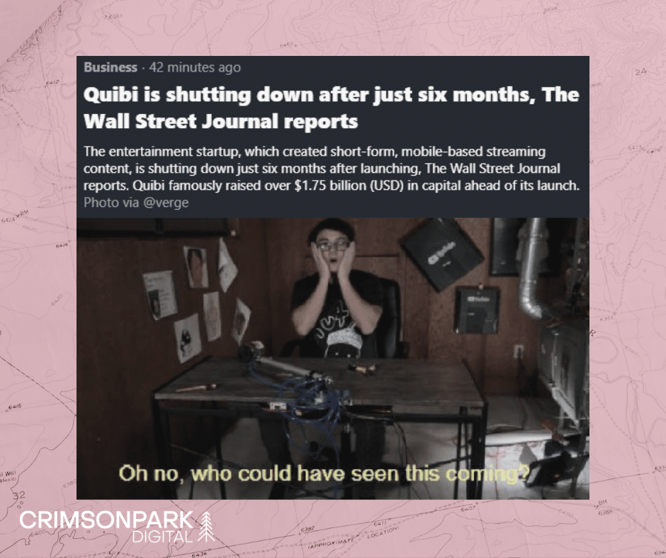 Man pretends to be shocked that Quibi only lasted 6 months