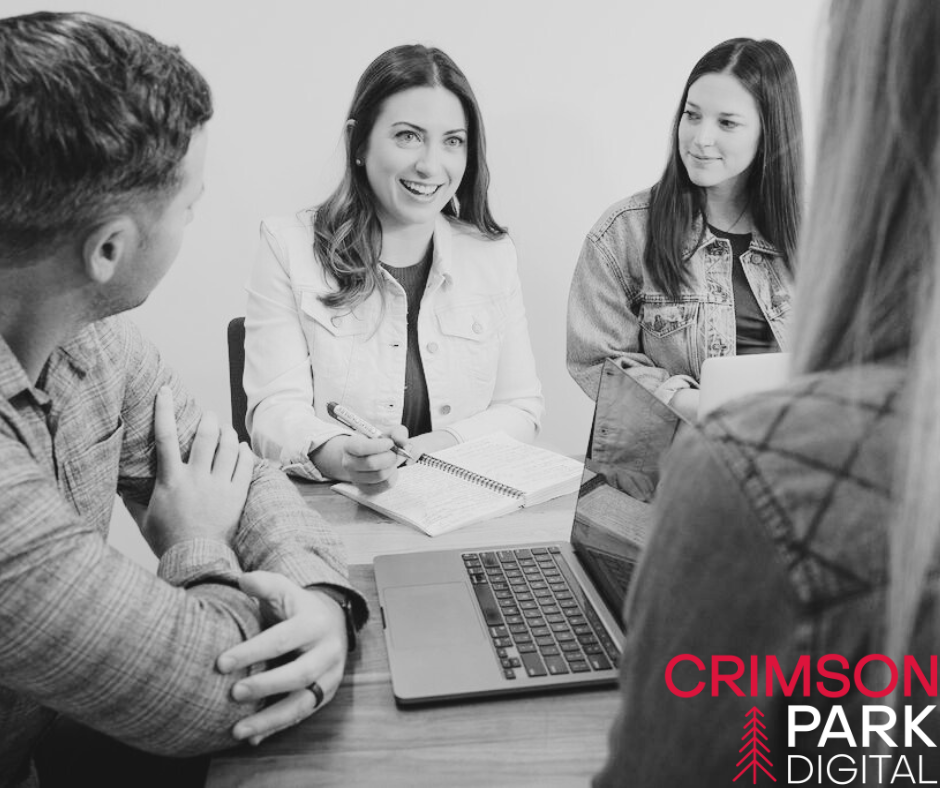 The Crimson Park Digital team discusses strategy for a startup client