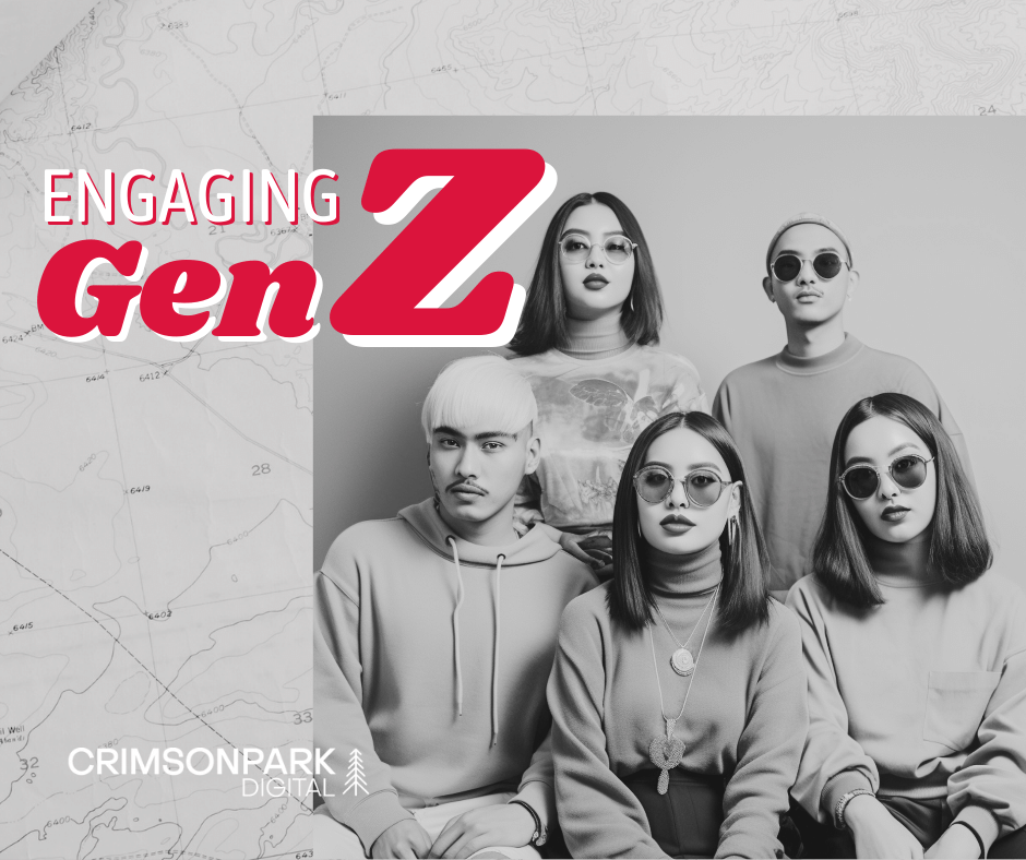 A group of Gen Zers sits in front of a camera looking unapologetically authentic. slay. Text reads 'Engaging Gen Z.'