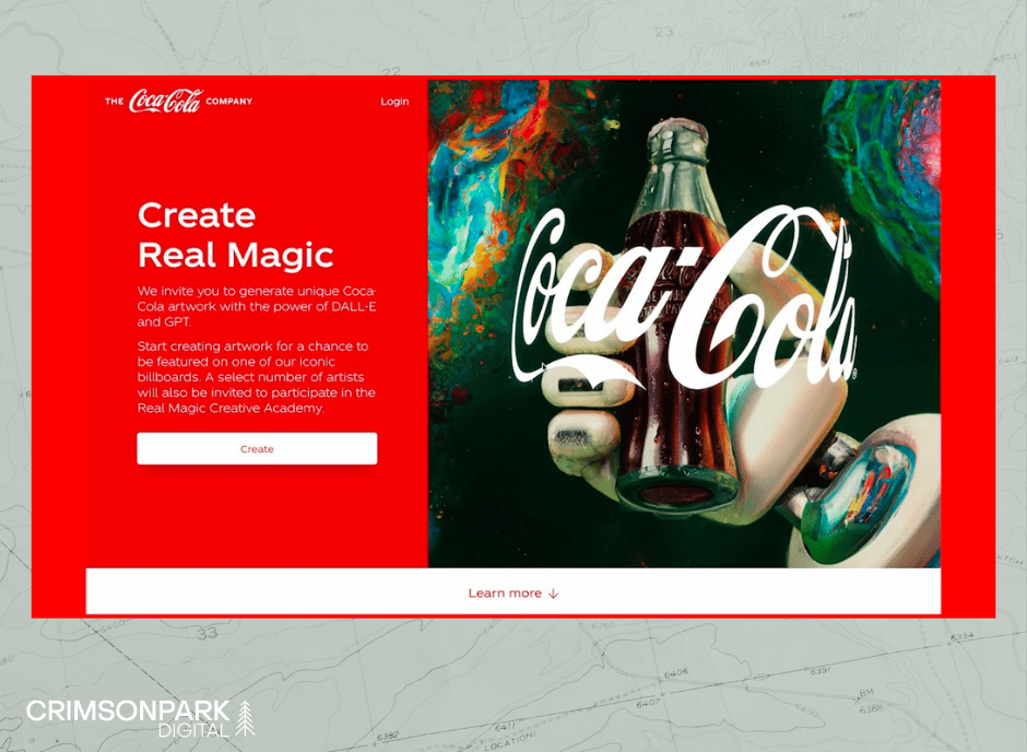 Screen grab from Coca-cola's AI campaign